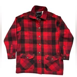 Vintage 90s Buffalo Plaid Wool Blend Chore Coat/Utility Jacket